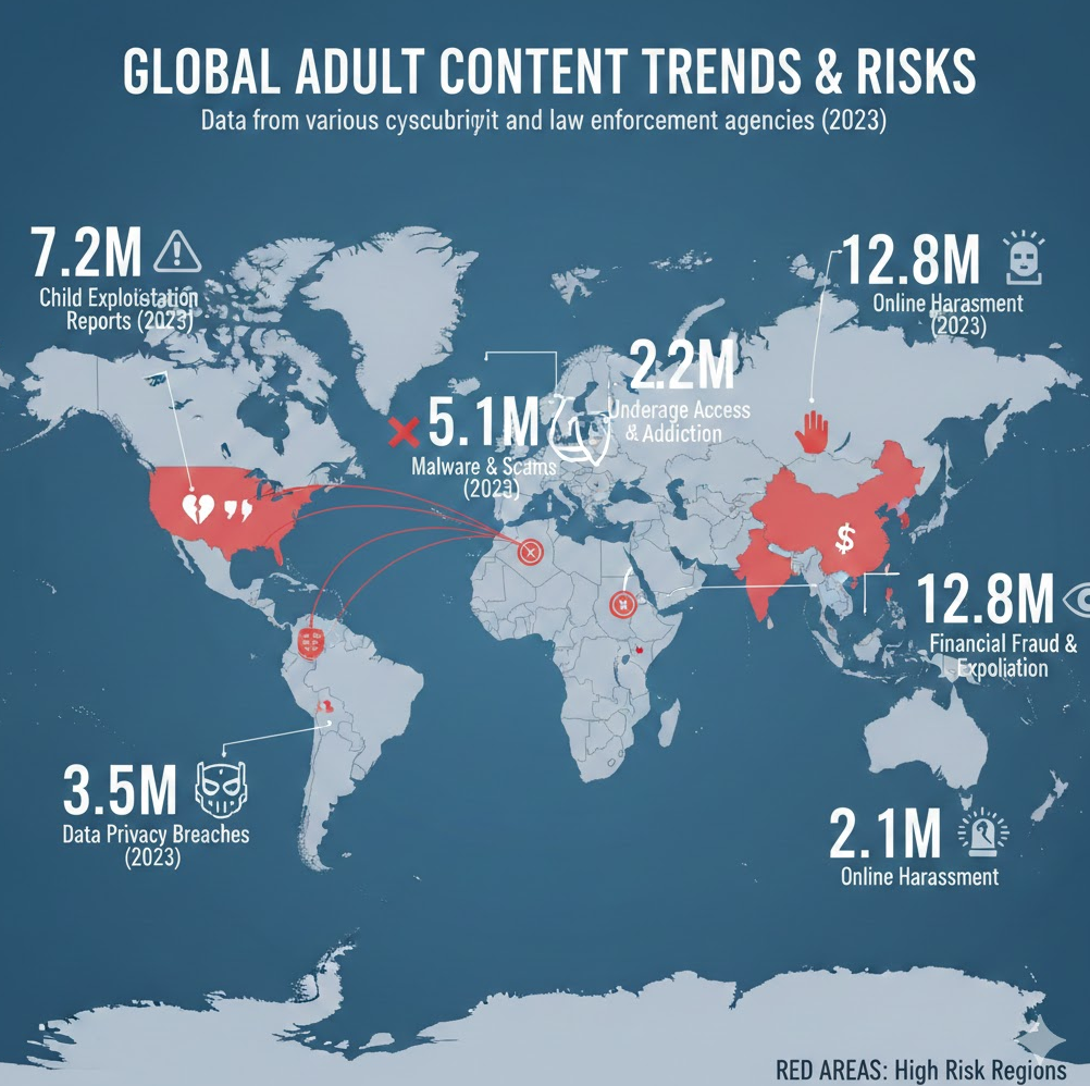 글로벌 야동사이트 트렌드를 보여주는 지도 이미지.