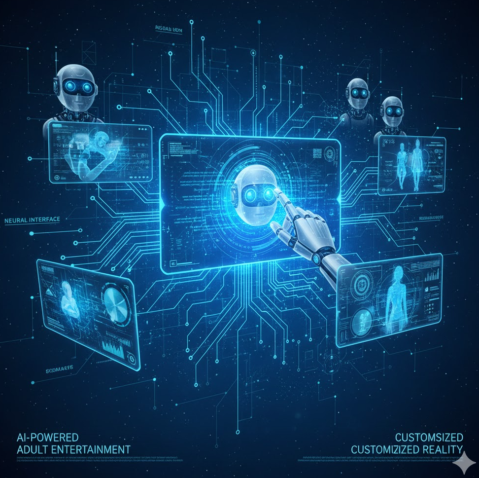 AI 기술과 야동사이트를 결합한 미래 컨셉 이미지